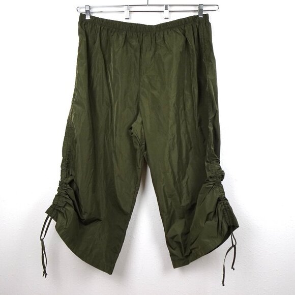 Bryn Walker Side Ruched Pants Women's Plus Size 3X Green Wide Leg Made in USA - Picture 1 of 10